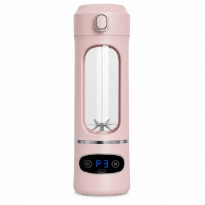 Blender portabil USB pentru smoothie 600ml, 12 lame inox, afisaj digital, roz - Img 6