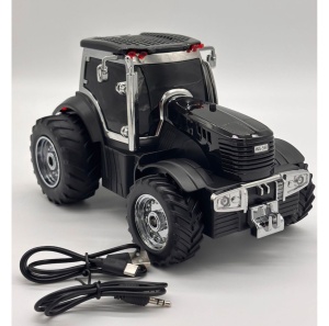 Boxa portabila Bluetooth tractor vintage, radio FM, USB, TF, AUX, TWS, lumini LED, negru intens - Img 6