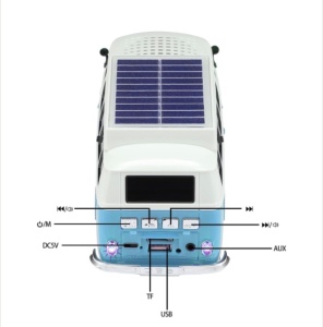 Boxă portabilă Bluetooth WSTER în formă de microbuz retro, cu încărcare solară, albastru - Img 6