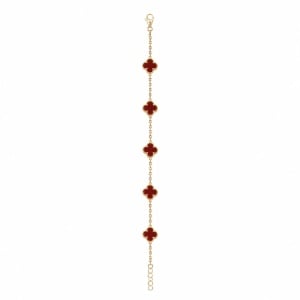 Brățară aurie Roxé cu simboluri bordo elegante, reglabilă 18+5 cm