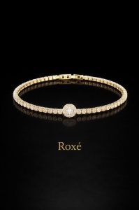 Brățară Roxe Aurie cu Cristal Central , material inoxidabil, 18 cm - Img 2