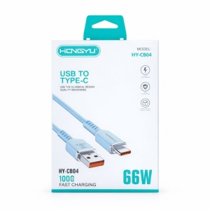 Cablu de încărcare și date USB Type-C Hongyu HY-CB04, silicon moale, 66W, 1m, alb - Img 3