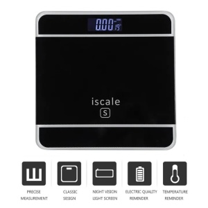 Cântar electronic de baie iScale, afișaj digital, argintiu, sticlă și plastic - Img 3