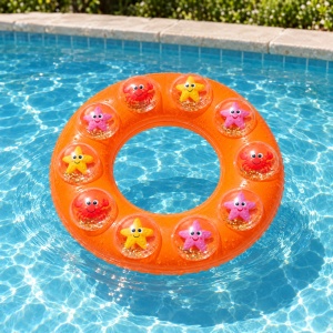 Colac Gonflabil Portocaliu cu Animăluțe Marine, 60 cm – pentru Piscină și Plajă - Img 5
