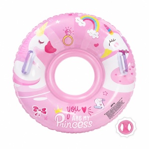 Colac Gonflabil Princess pentru Copii 70 cm cu Mânere – Roz, Model Unicorn și Curcubeu