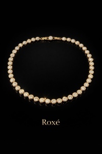 Colier Roxe auriu cu cristale , 40 cm, din material inoxidabil, design elegant