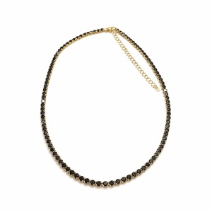 Colier Roxe Auriu cu Pietricele Negre, Elegant, 36 cm, material inoxidabil , reglabil - Img 2