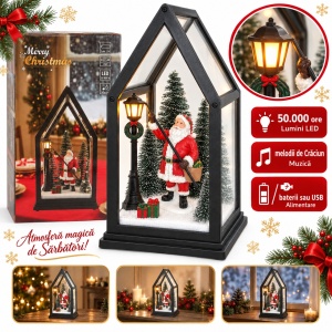 Decoratiune luminoasa de Crăciun cu muzica, model cu Moș Crăciun, 41 × 22 cm - Img 2