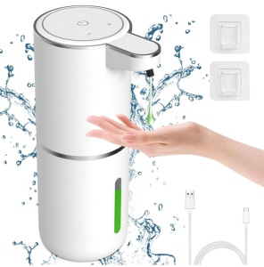 Dozator Automat Sapun cu Senzor, Montare Perete sau Masa, USB-C, Rezervor 380ml, Alb - Img 2