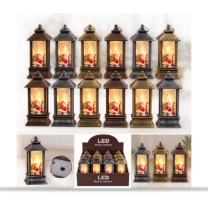 Felinar decorativ de Crăciun cu LED, buton ON/OFF, din plastic, set de 12 bucăți, 12,5x5,5cm - Img 3