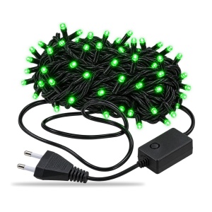 Instalatie de Craciun, 9 m, 100 LED-uri, lumina verde, 4 moduri, fir negru, Interior/Exterior - Img 2