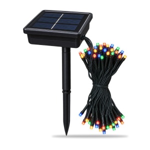 Instalație de Crăciun solară, 100 LED-uri multicolore, fir negru - Img 2