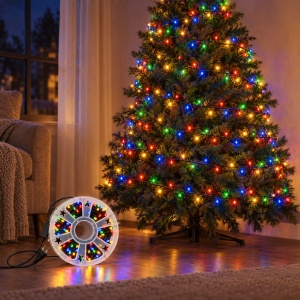 Instalație de Crăciun tip rolă, 50 m, 240 LED-uri multicolore, fir negru - Img 3