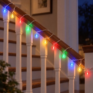 Instalație LED cu globulețe, 4 m, 20 LED-uri, multicoloră, fir alb, interconectabilă - Img 4