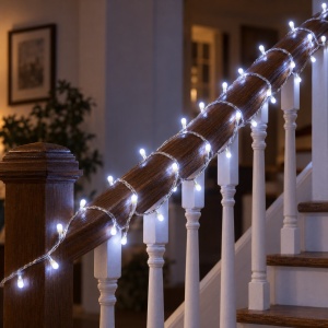 Instalație LED tip liniară, 240 LED-uri, 30 m, alb rece, fir alb - Img 4