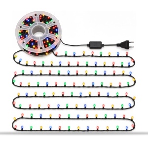 Instalație LED tip rolă, 100 m, 480 LED multicolore in forma de diamant, fir negru - Img 6