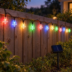 Instalatie Solara de Craciun, 4 m, 20 LED Multicolor in forma de Bradut , Fir Negru - Img 2