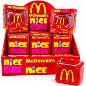 Jucărie Antistres NeeDoh Nice Cube Roșu cu Galben – Cub Squishy Elastic pentru Relaxare și Distracție - Img 2