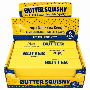 Jucărie Antistres Squishy Butter Gigant Galben 23cm, Super Moale și Elastică, 3+ Ani - Img 3