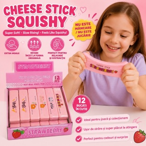 Jucărie Antistres Squishy Butter Roz, 13 cm, Moale și Elastică, Slow Rising