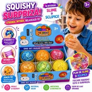 Jucărie Antistres Squishy Dumpling cu Gel și Sclipici, 8.5 cm, Model Aleatoriu, Moale și Elastică - Img 2