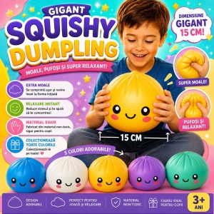 Jucărie Antistres Squishy Dumpling Gigant 15 cm – Extra Moale, Pufoasă, pentru Copii și Adulți - Img 4