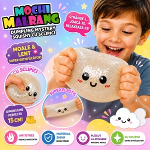 Jucărie Antistres Squishy Dumpling Gigant cu Gel și Sclipici, 15 cm, Super Elastică, Model Surpriză - Img 2