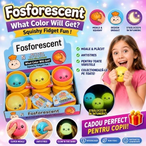 Jucărie Antistres Squishy Fosforescentă 8.5 cm – Model Aleatoriu, Glow in the Dark - Img 3