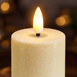 Lumânare LED decorativă cu flacără realista, glitter auriu, 20 cm - Img 3