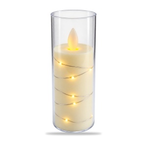 Lumânare LED decorativă în recipient tip sticlă, efect realist de flacara, 14,5 cm - Img 2