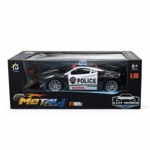 Masinuta cu telecomanda politie negru, lumini si sunete, 29 cm