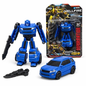 Masinuta transformabila in robot, jucarie 2 in 1, albastru, 18 cm - Img 2