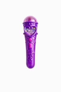 Microfon karaoke copii cu lumini, conexiune telefon, reincarcabil, mov 29x18 cm