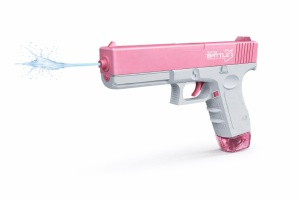 Pistol electric cu apa pentru copii, jet continuu automat, reincarcabil, rezervor detasabil, roz