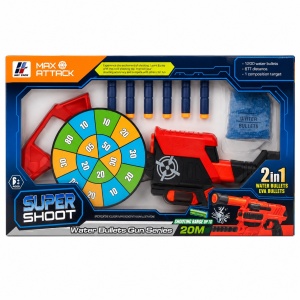 Pistol Jucarie Super Shoot 2in1 cu Tinta, Bile cu Apa si Darts , Set complet - Img 4