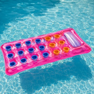Saltea Gonflabila Roz pentru Piscina, 70 x 27 CM, cu Perna Integrata, PVC Premium - Img 3