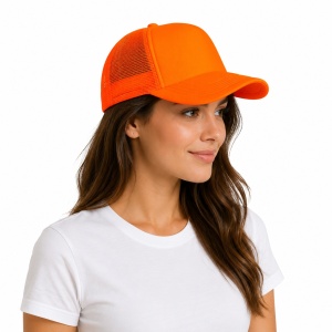 Sapca reglabila unisex cu plasa, portocaliu neon, marime universala