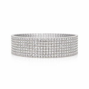 Set 12 bratari ROXE argintii elastice cu pietre albe stralucitoare elegante - Img 2