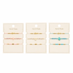 Set 12 Brățări Trio Love Handmade – 16 cm, Reglabile, Culori Diferite, cu Inimioară și Cristale