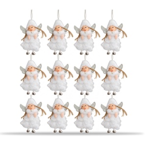 Set 12 buc Ornament de brad figurina inger, blanita si voal, 11x6 cm - Img 3