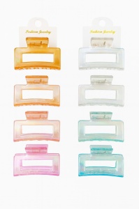Set 12 clame par 5CM colorate, prindere puternica, model dreptunghi transparent