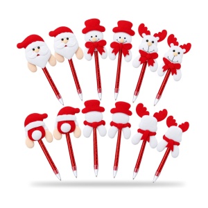 Set 12 pixuri Craciun, cu ornament textil, corp rosu metalizat, 24cm