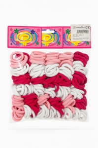 Set 12 x elastice par, 6 elastice pe card, culori roz alb rosu, elastice groase