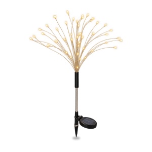 Set 2 lămpi solare decorative pentru grădină, model artificii, 120 LED, alb cald, 40x8cm