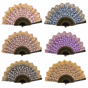 Set 24 Evantaie Pliabile Leopard cu Detalii Aurii, 24 cm, Diverse Culori Elegante
