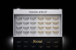 Set 24 inele elegante dama, auriu si argintiu, reglabile, stil rafinat ROXE