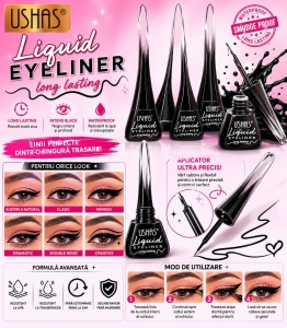 Set 24 Tuș Lichid pentru Ochi USHAS Liquid Eyeliner – Negru Intens, Waterproof, Long Lasting - Img 2