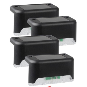 Set 4 Lămpi Solare pentru Exterior, montare trepte sau perete, LED, Negru