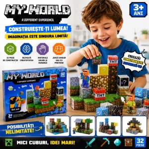 Set Cuburi Magnetice My World 32 Piese – Joc de Construcție Magnetic - Img 3
