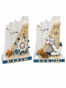 Suport pix decorativ marin cu ancora, carma si plasa, model birou litoral